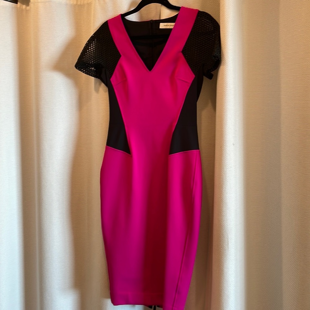 Pink and black body-com dress